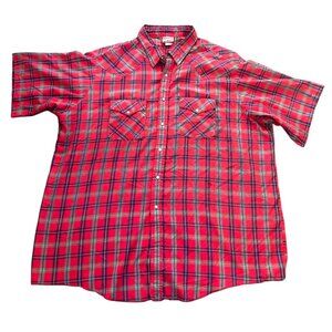 Saddlebrook Western Wear Pearl Snap Shirt Men's Size 3X Red Plaid Short Sleeves